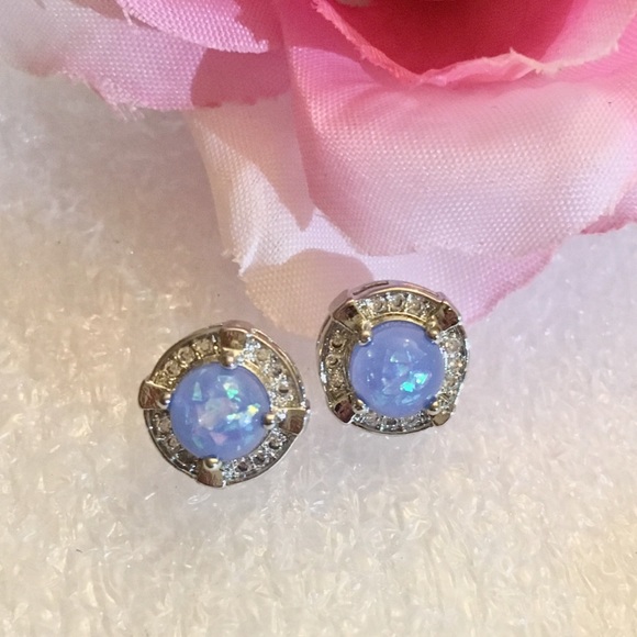 Elegant Fire Opal Micro Paved Halo Stud Earrings - Picture 7 of 11